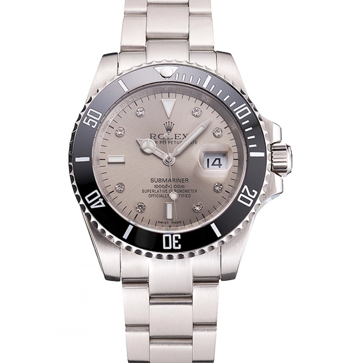Rolex copies cheap Bezel And Case Submariner Silver Bracelet Stainless Diamond Markings Steel Swiss Rolex Black Dial 0516